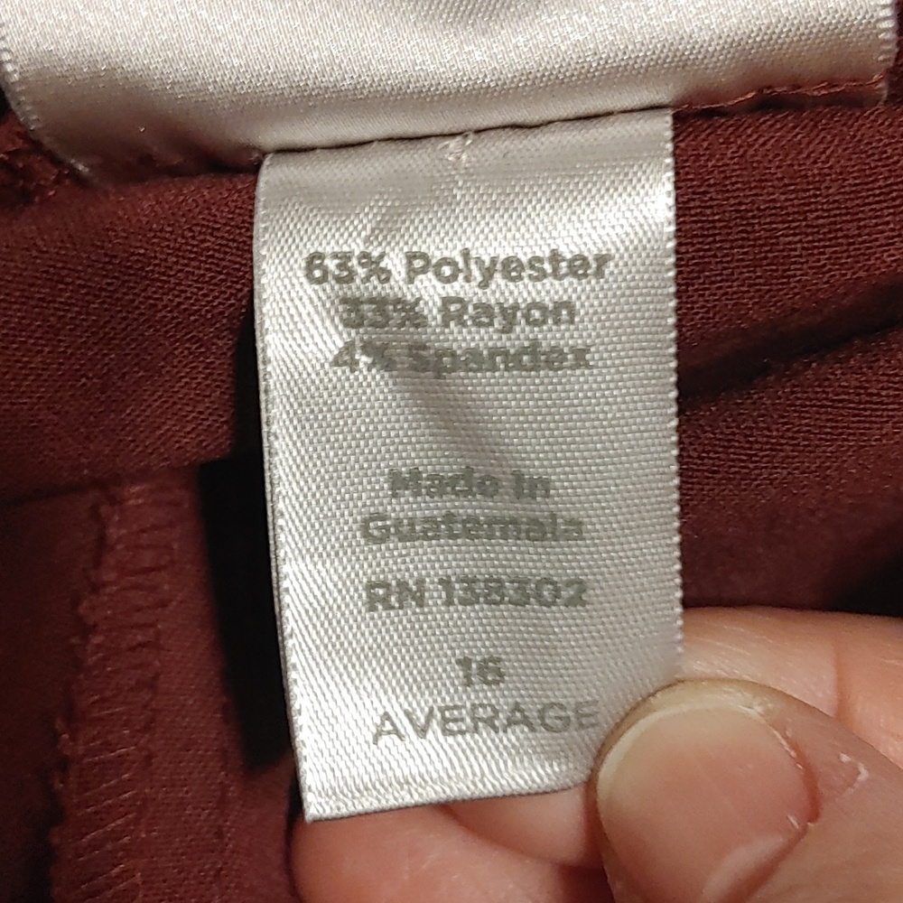 Avenue Tummy Control Straight Leg Trouser Pants in Burgundy Women's sz 16 Classy - Picture 6 of 6